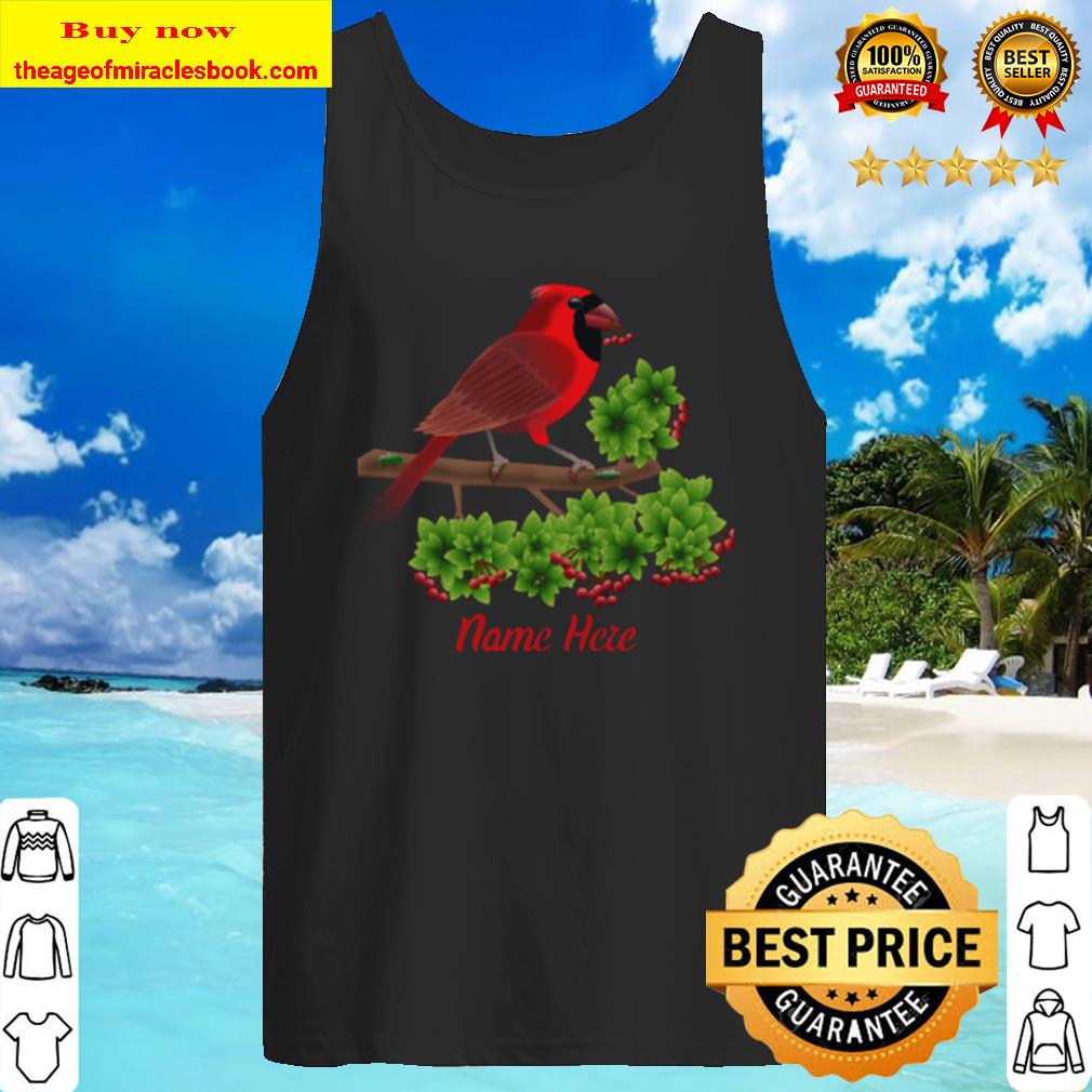 Cardinal In Berries Personalized Hoodie, Long Sleeve Tee Tank Top