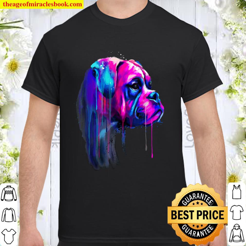 Colorful Boxer Dog Art Watercolor Shirt