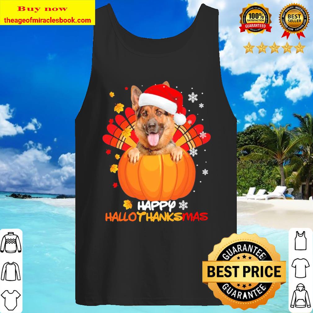 German Shepherd Happy Hallothanksmas Merry Christmas Tank Top