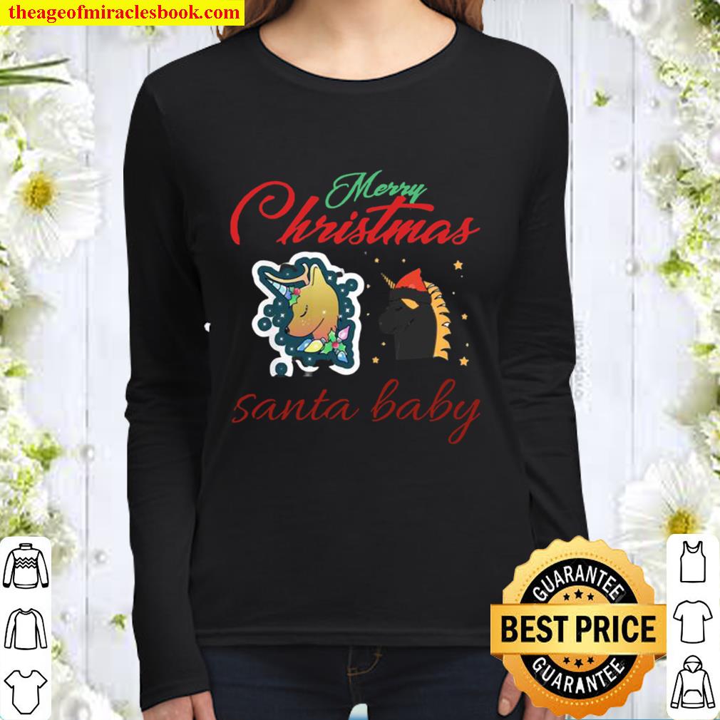 unicorn christmas stocking Women Long Sleeved