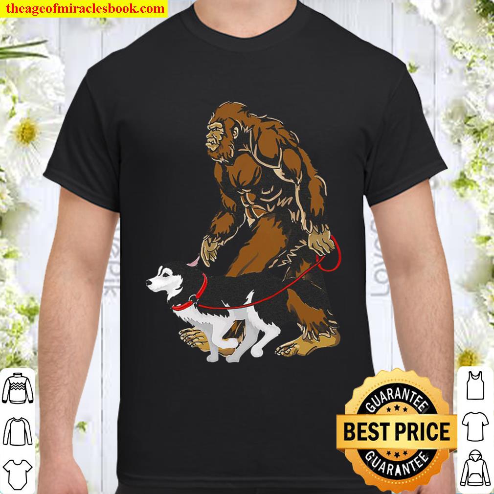 Bigfoot Walking Husky Dog new Shirt, Hoodie, Long Sleeved, SweatShirt