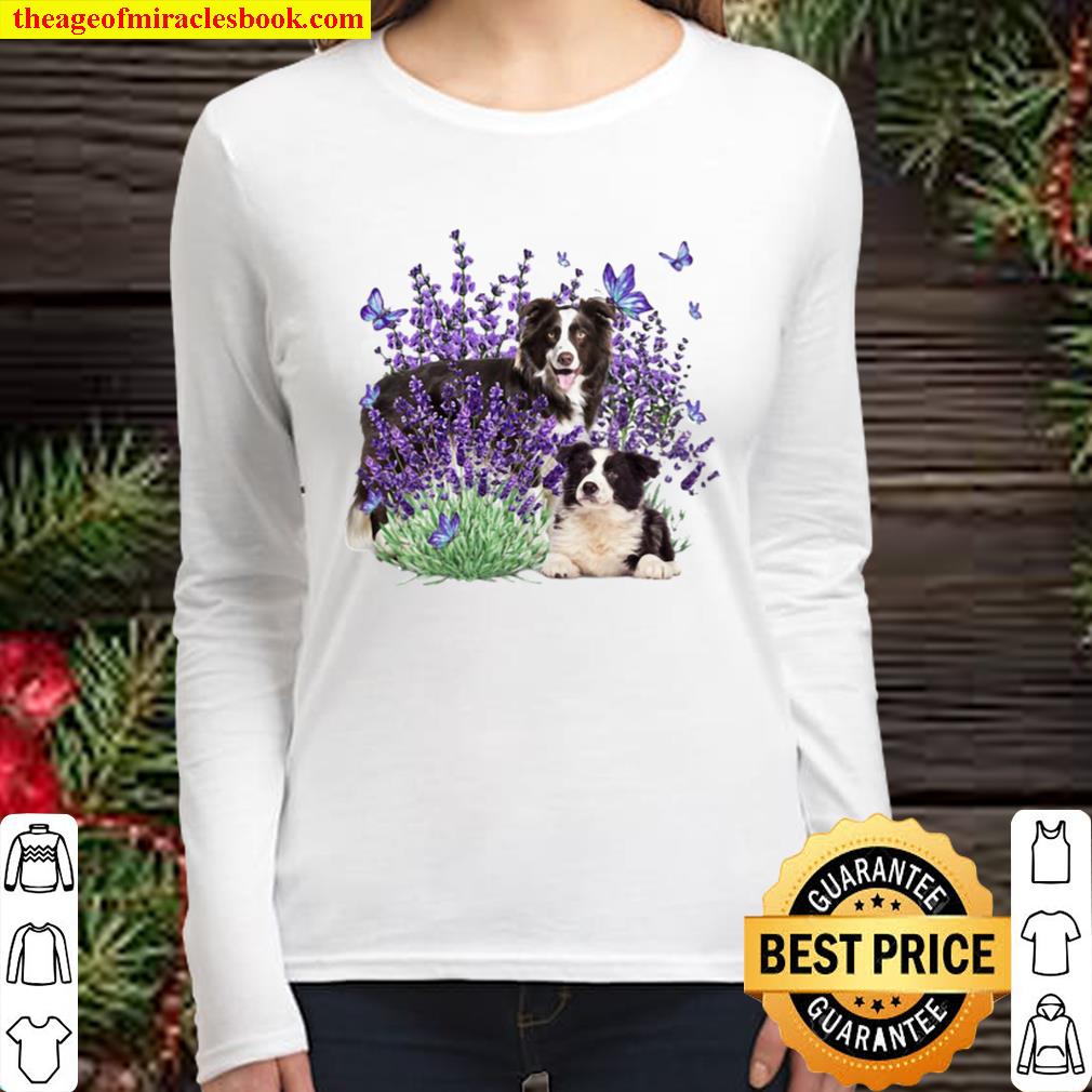 Border Collie Flower Women Long Sleeved