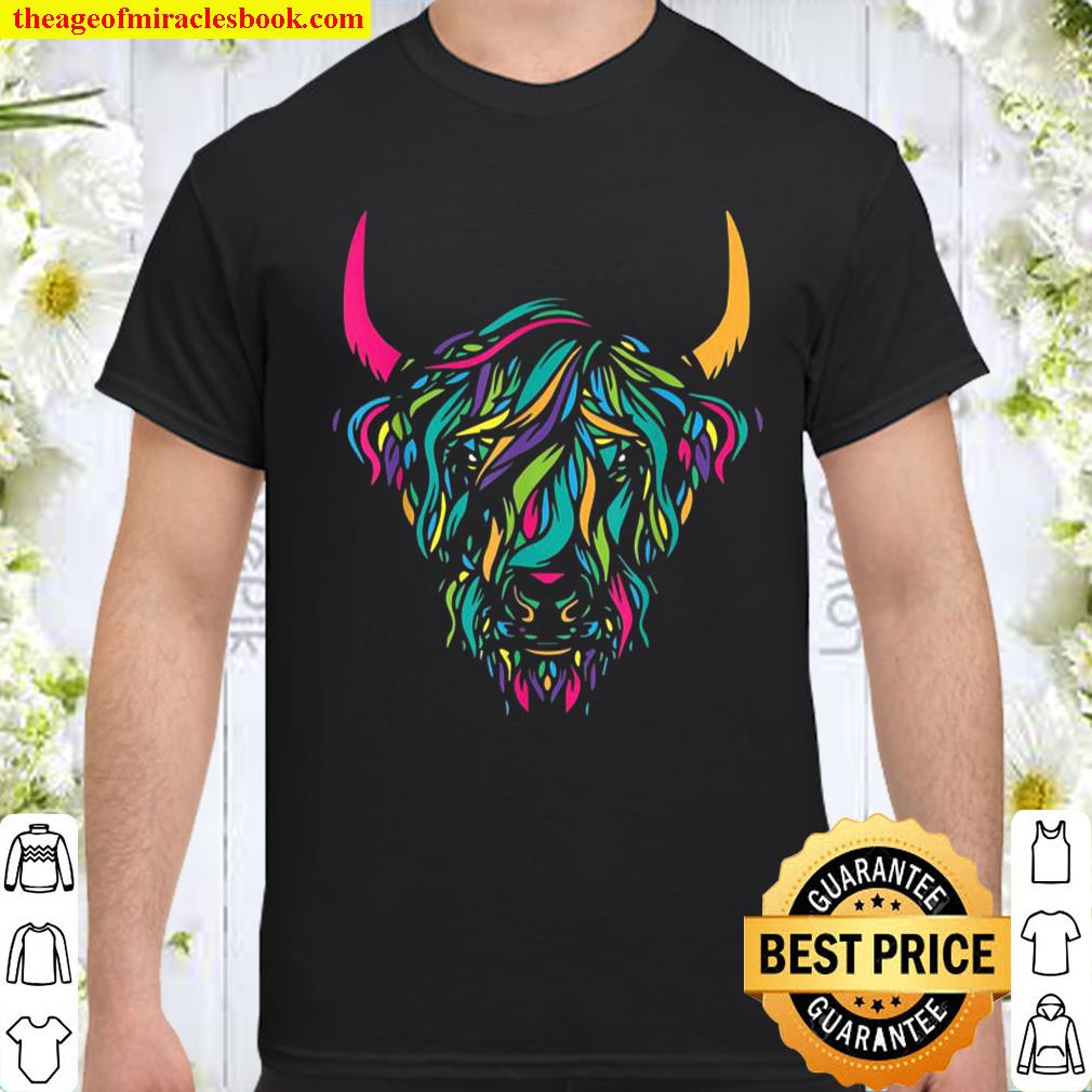 Highland Cow Animal Print I Colorful Cow Lover T-Shirt