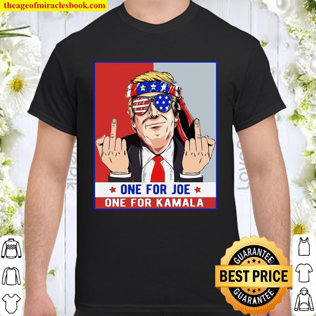 One For Joe One For Kamala Middle Finger Donald Trump American Flag Sun Glasses hot Shirt, Hoodie, Long Sleeved, SweatShirt