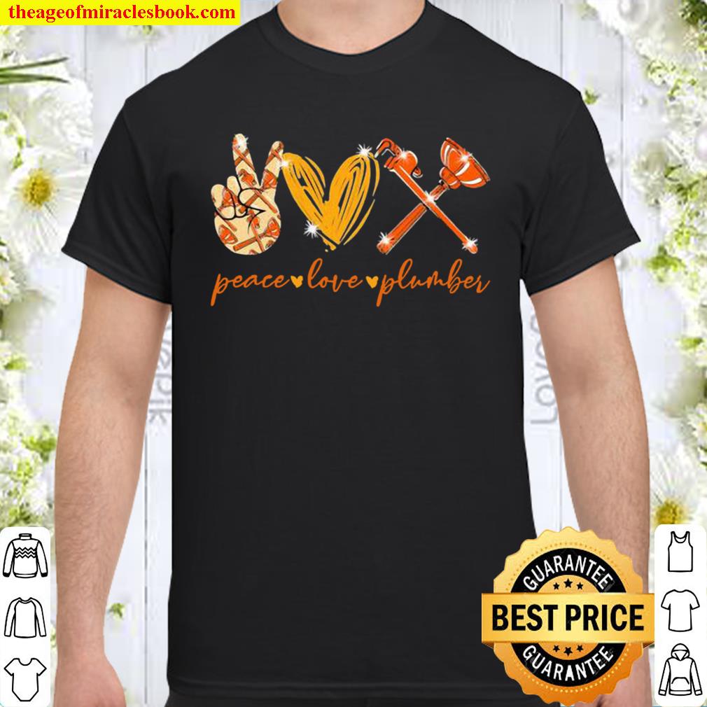 Peace Love Plumber Heart Yellow hot Shirt, Hoodie, Long Sleeved, SweatShirt