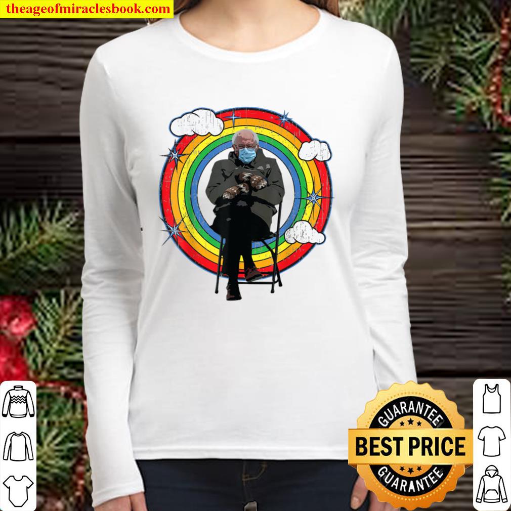 Bernie Sanders Mittens Inauguration Sitting Funny Meme Women Long Sleeved