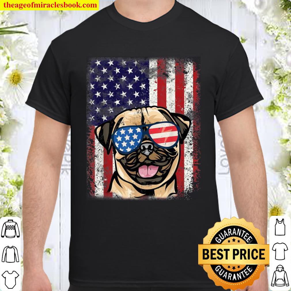 Patriotic Pug American Flag Dog limited Shirt, Hoodie, Long Sleeved, SweatShirt