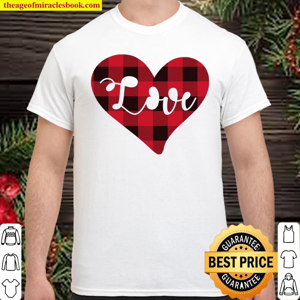 Valentine’s Day Buffalo Plaid Check Pattern Love Heart shirt