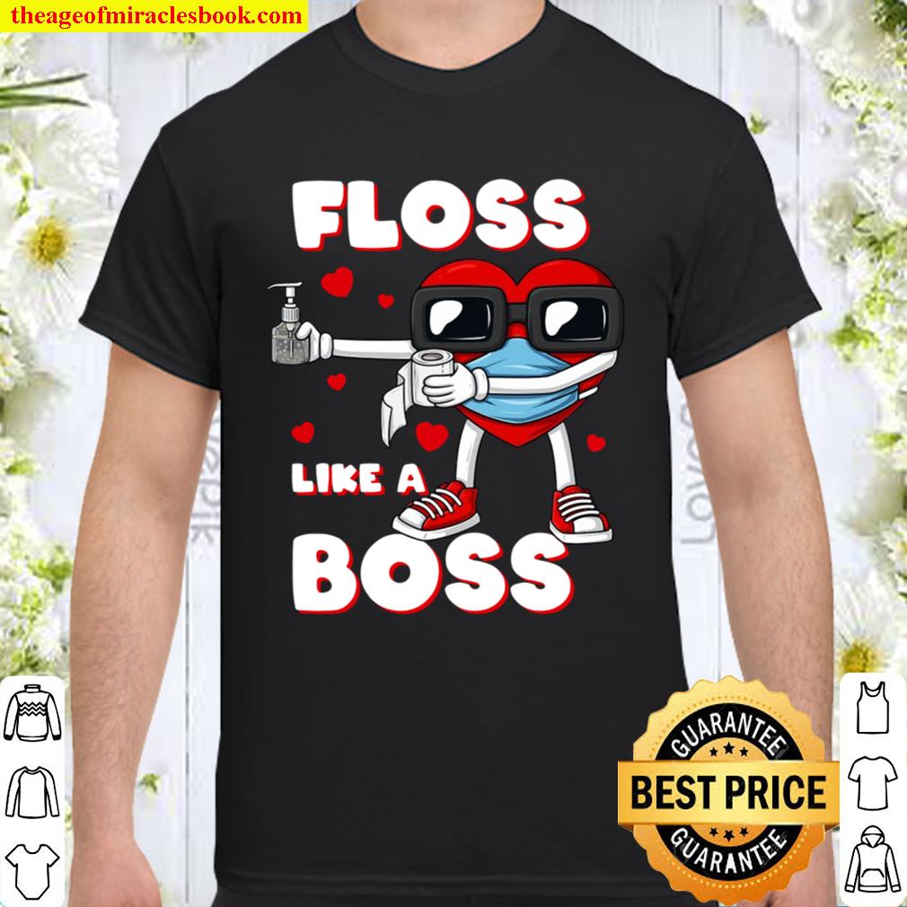 Valentines Day Floss Like A Boss Heart In A Mask Boys Kids limited Shirt, Hoodie, Long Sleeved, SweatShirt