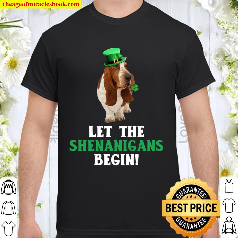 Basset Hound Leprechaun Let The Shenanigans Begin new Shirt, Hoodie, Long Sleeved, SweatShirt
