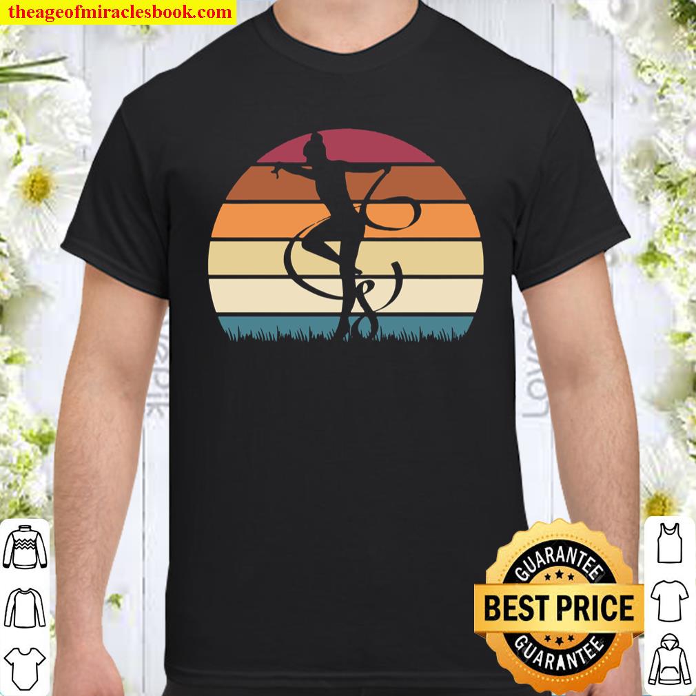 Gymnast With Ribbon Rhythmic Gymnastics In Retro Sunset Shirt