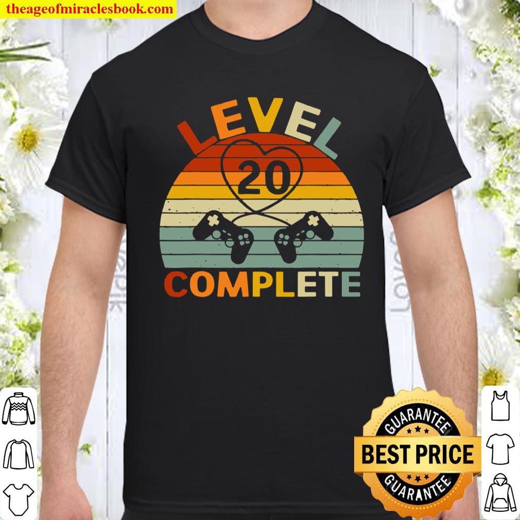Level 20 Complete Gamers Couple 20th Wedding Anniversary Shirt