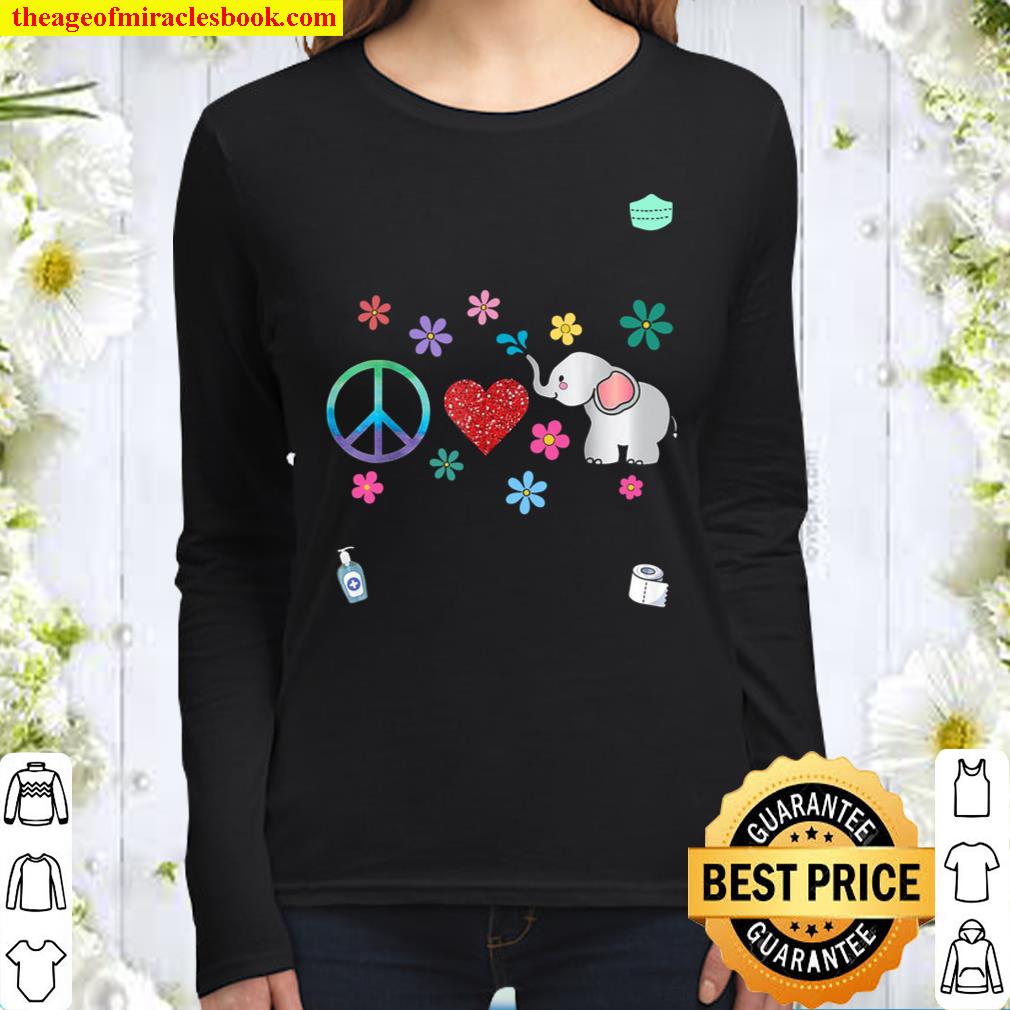Peace Elephant Love Shirt Symbol Women Long Sleeved