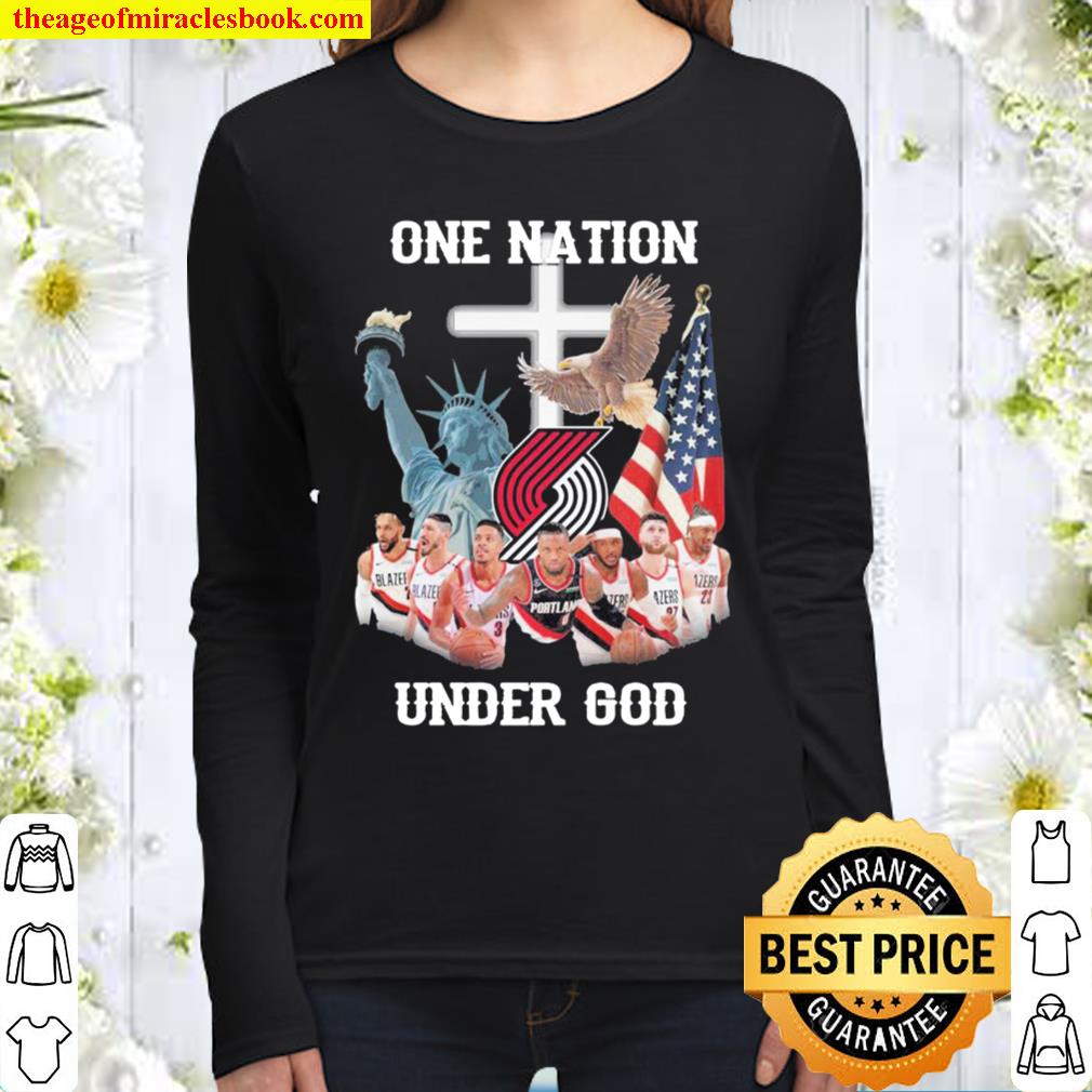Portland Trail Blazers One Nation Under God Signatures Women Long Sleeved