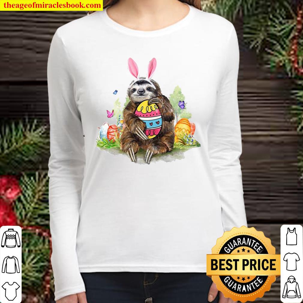 Sloth Hug Easter Egg Women Long Sleeved
