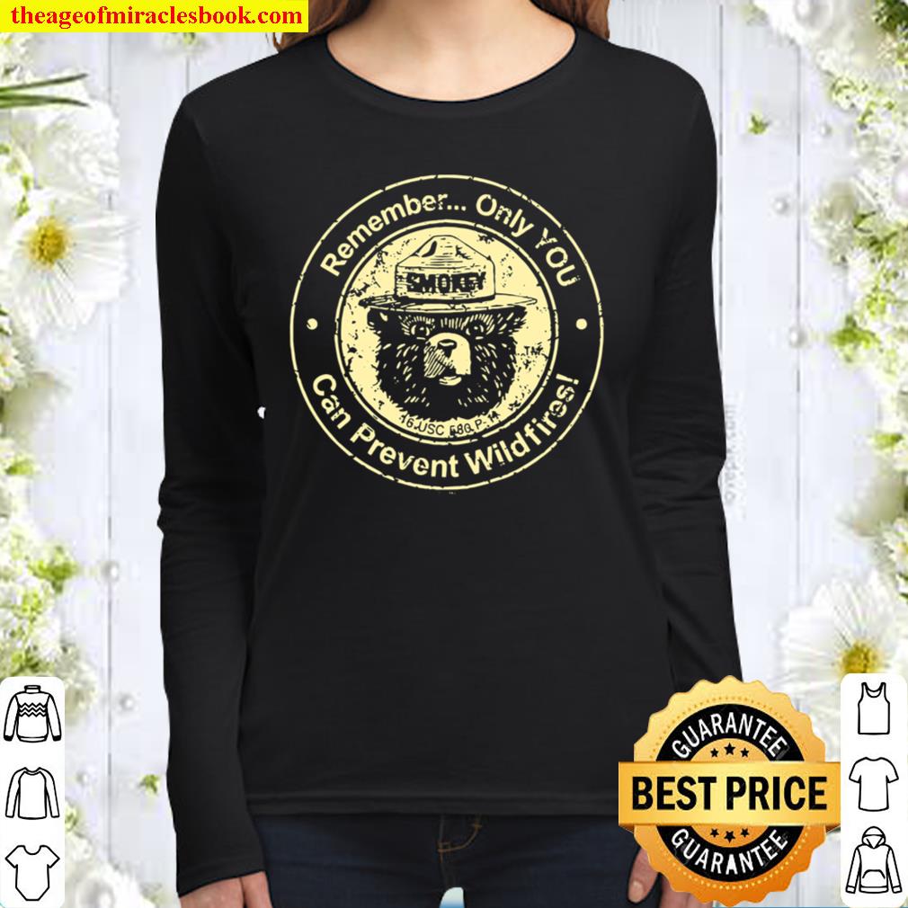 Smokey Bear Only You Can Prevent Wildfires Raglan Baseball Women Long Sleeved