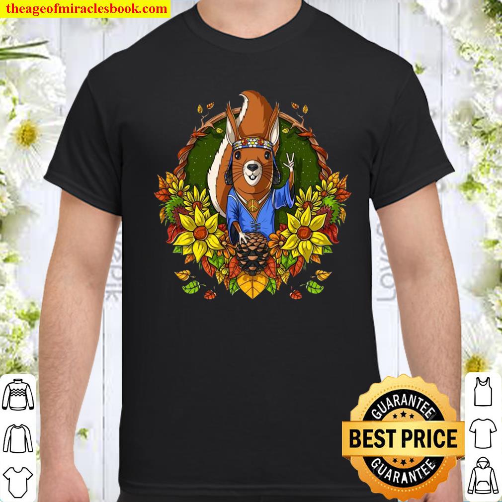 Squirrel Hippie Sunflowers Forest Animal Autumn Nature Shirt