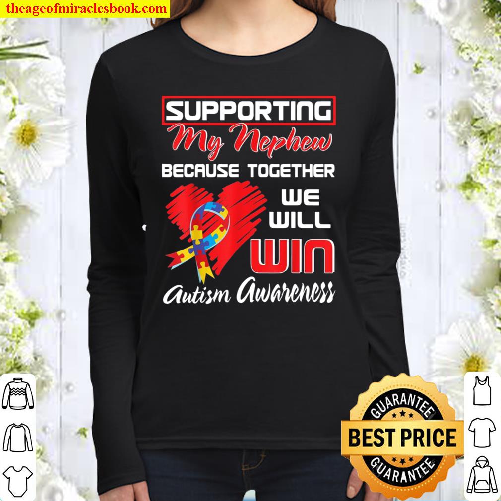 Supporting My Nephew Puzzle Autism Awareness Month Women Long Sleeved