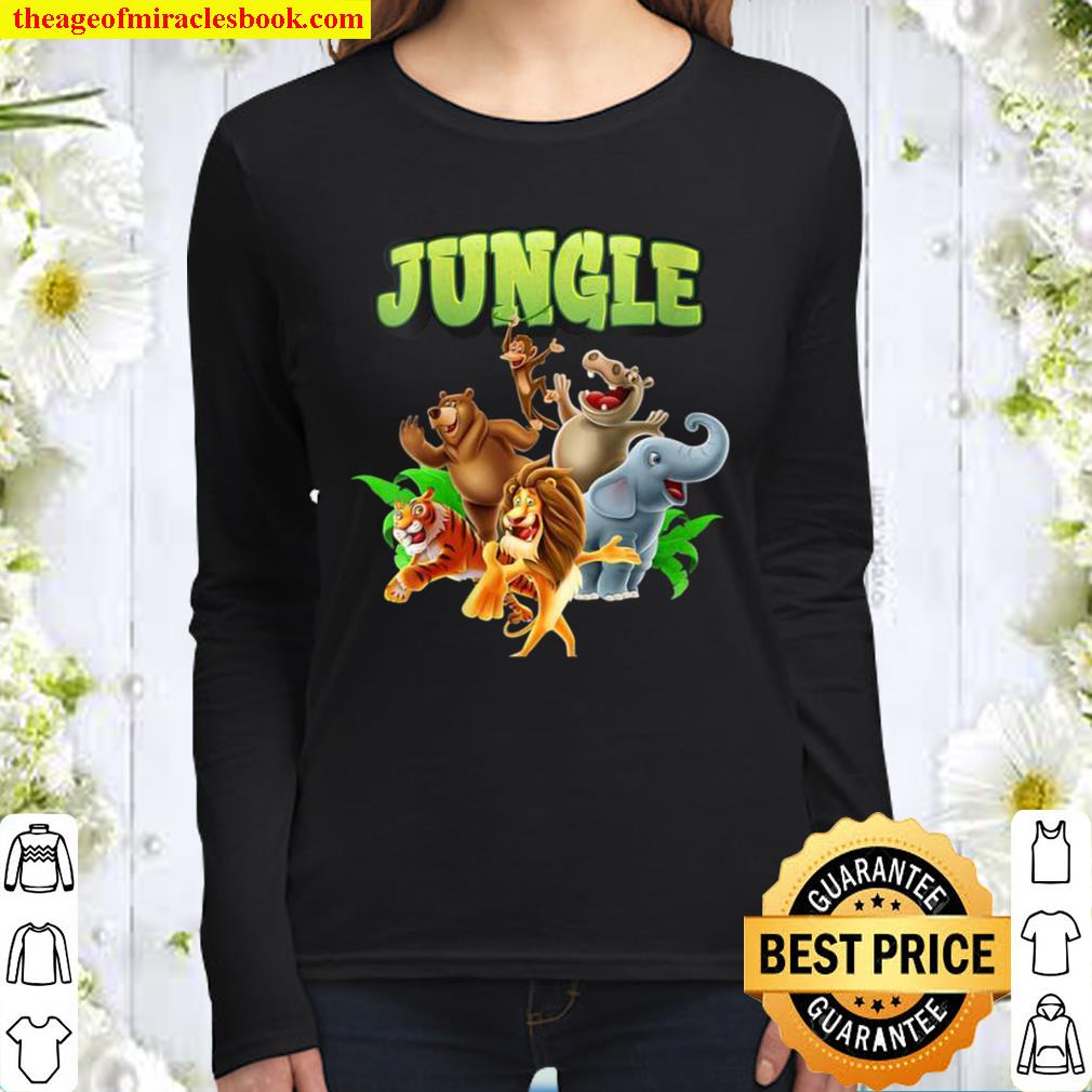 Womens Jungle Animation Kawaii Zoo Animals Design Women Long Sleeved