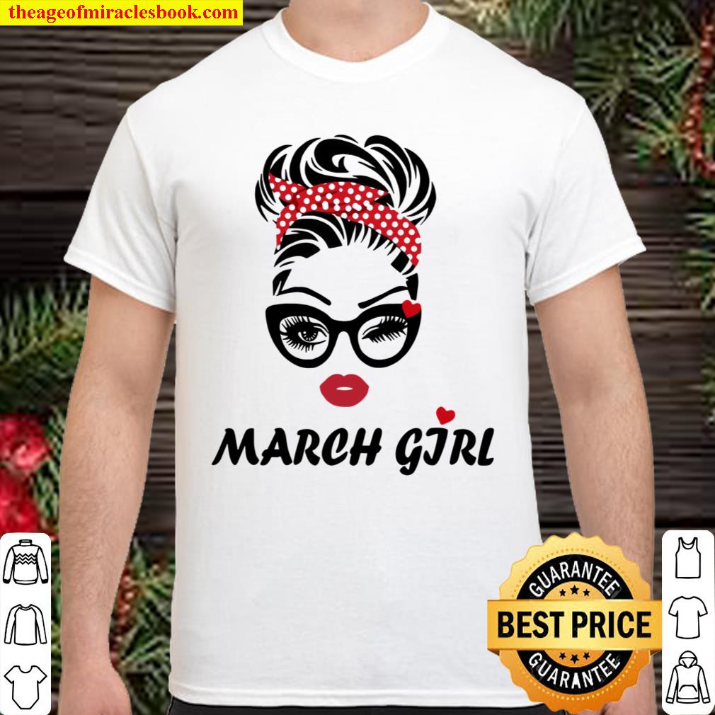 Womens March Girl Wink Eye Woman Face Was Born In March Shirt, Hoodie, Tank top, Sweater
