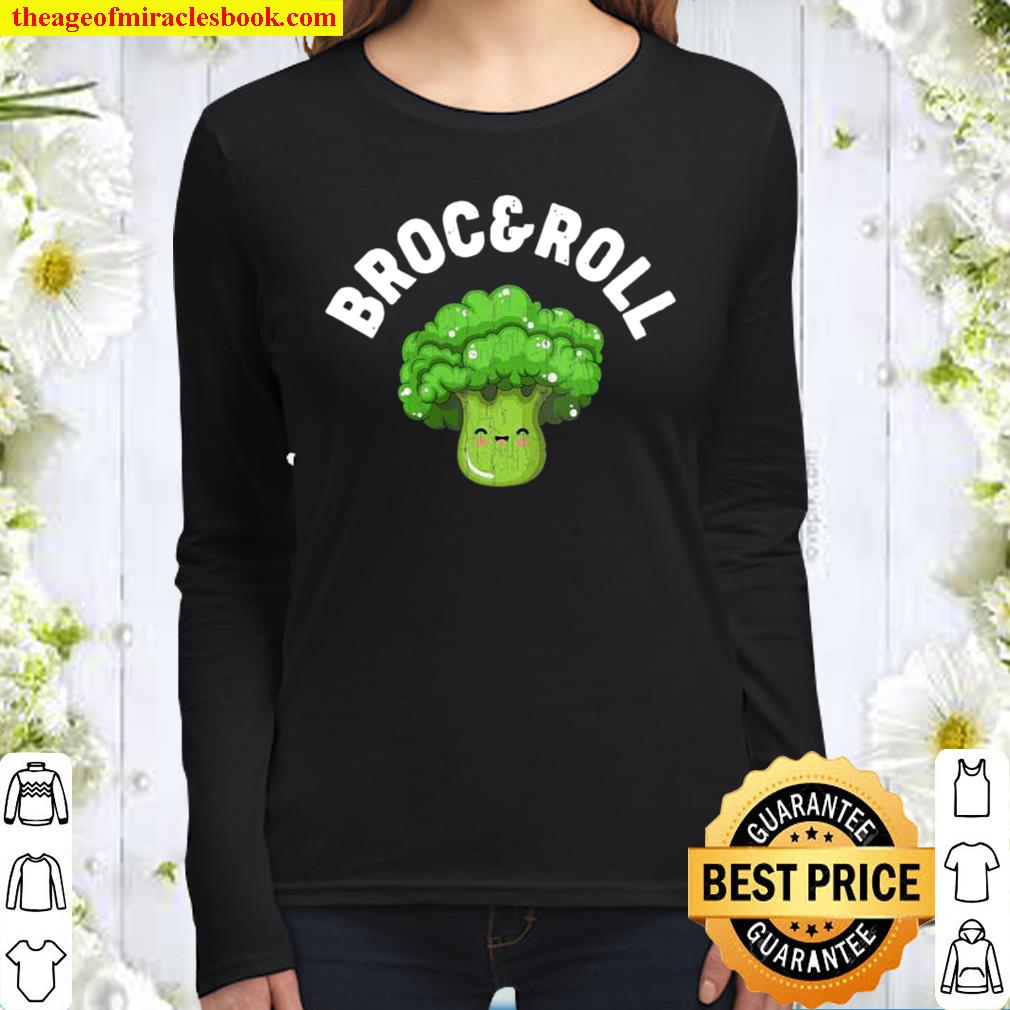 Womens Rock And Roll Design With Broccoli Women Long Sleeved