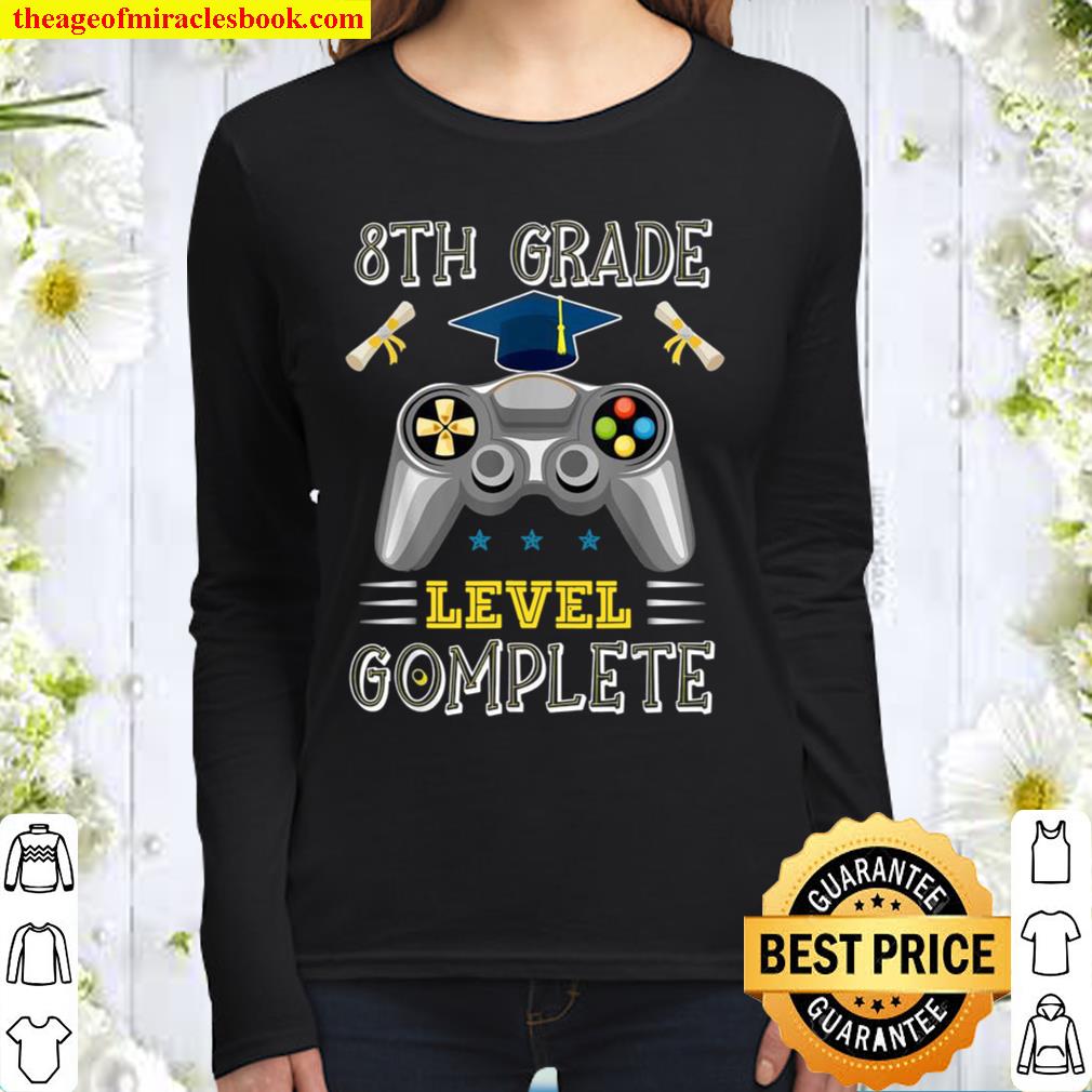 2021 Graduation Gamer 8th Grade Level Complete video games Women Long Sleeved