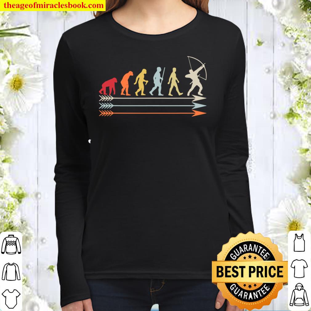 Archery Archer With Bow Evolution Of Man Retro Look Women Long Sleeved
