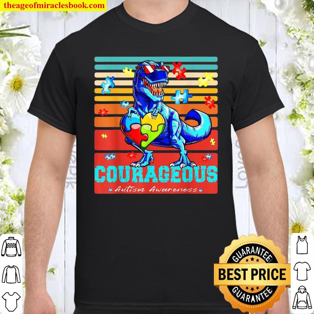 Autism Awareness Dinosaur TRex Courageous Warrior Matching Shirt