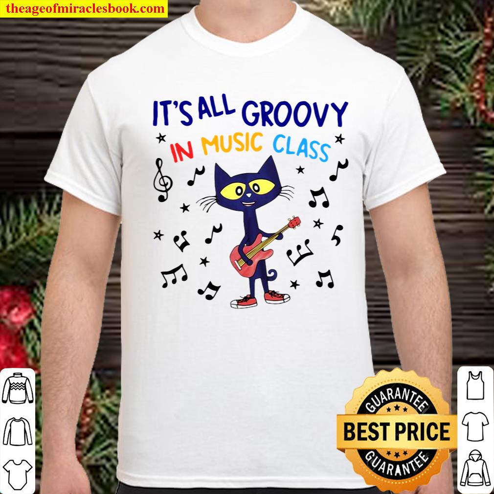 Cat Playing Guitar Music It’s All Groovy In Music Class T-shirt