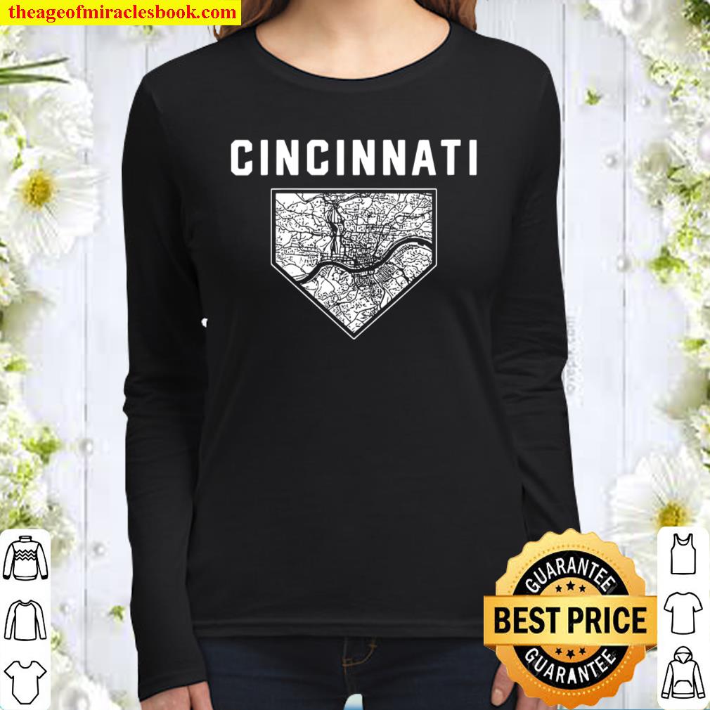 Cincinnati Baseball City Home Map Women Long Sleeved