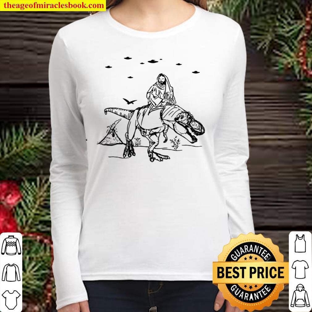 Jesus Ride Dinosaur Dino, Atheist Women Long Sleeved