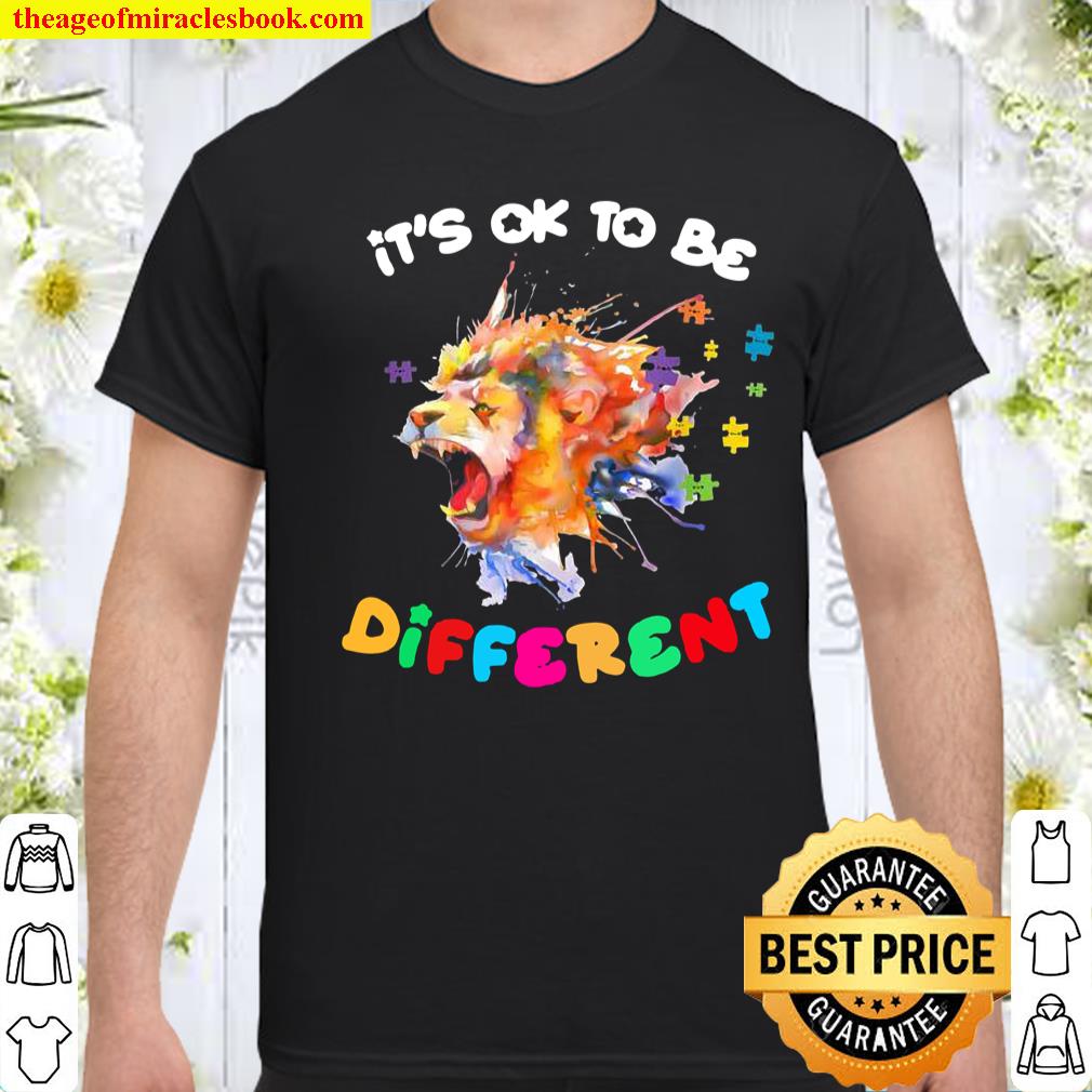 Mens Autism Awareness It’s Ok to Be Different Colorful Lion shirt, hoodie, tank top, sweater