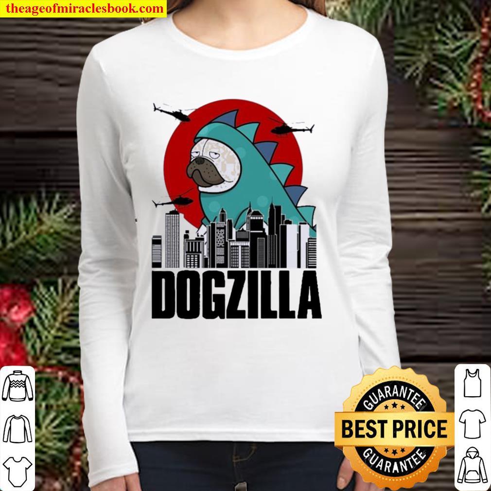 Pug Cute Godzilla Women Long Sleeved