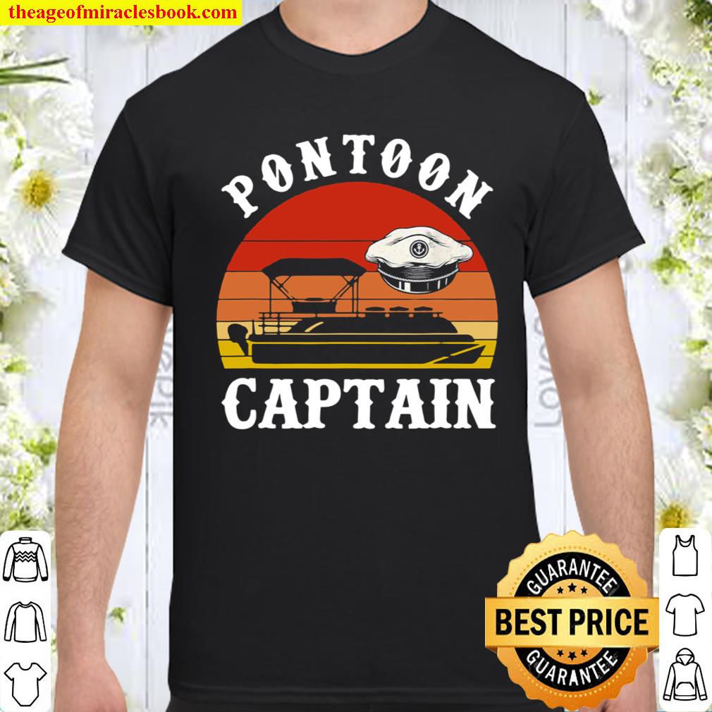 Retro Vintage Sunset Pontoon Captain Hat Shirt, hoodie, tank top, sweater