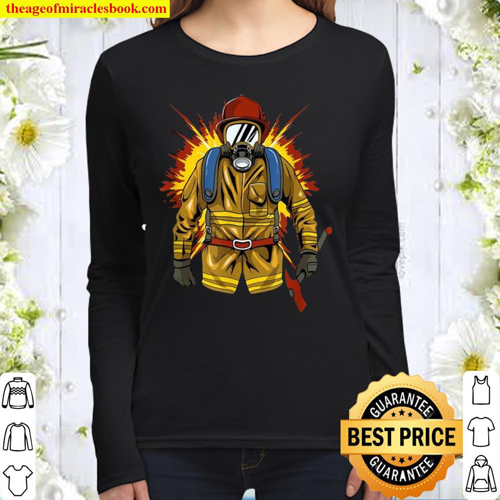 TShirt with Fireman Design Women Long Sleeved