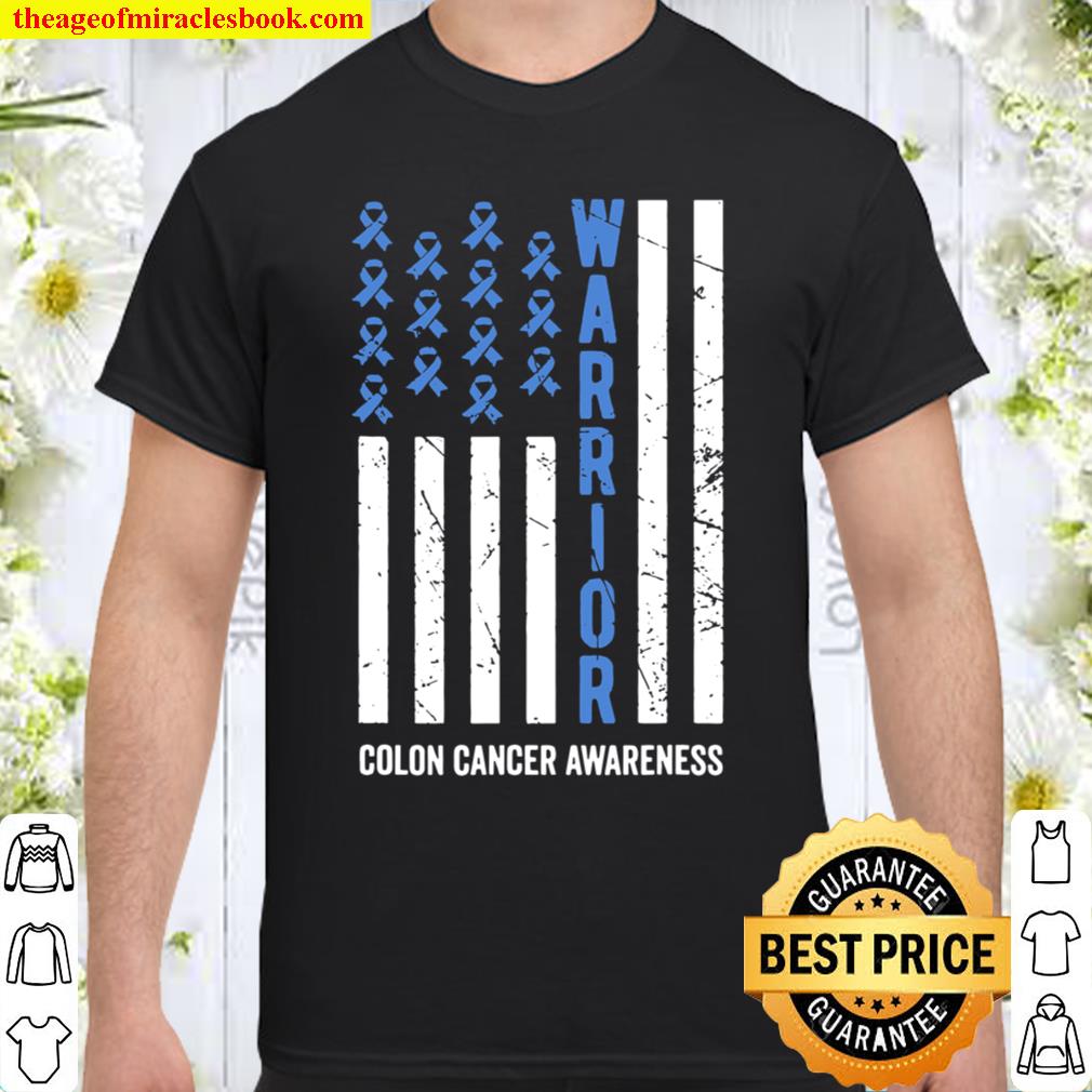 Warrior Dark Blue Ribbon Colon Cancer Awareness limited Shirt, Hoodie, Long Sleeved, SweatShirt