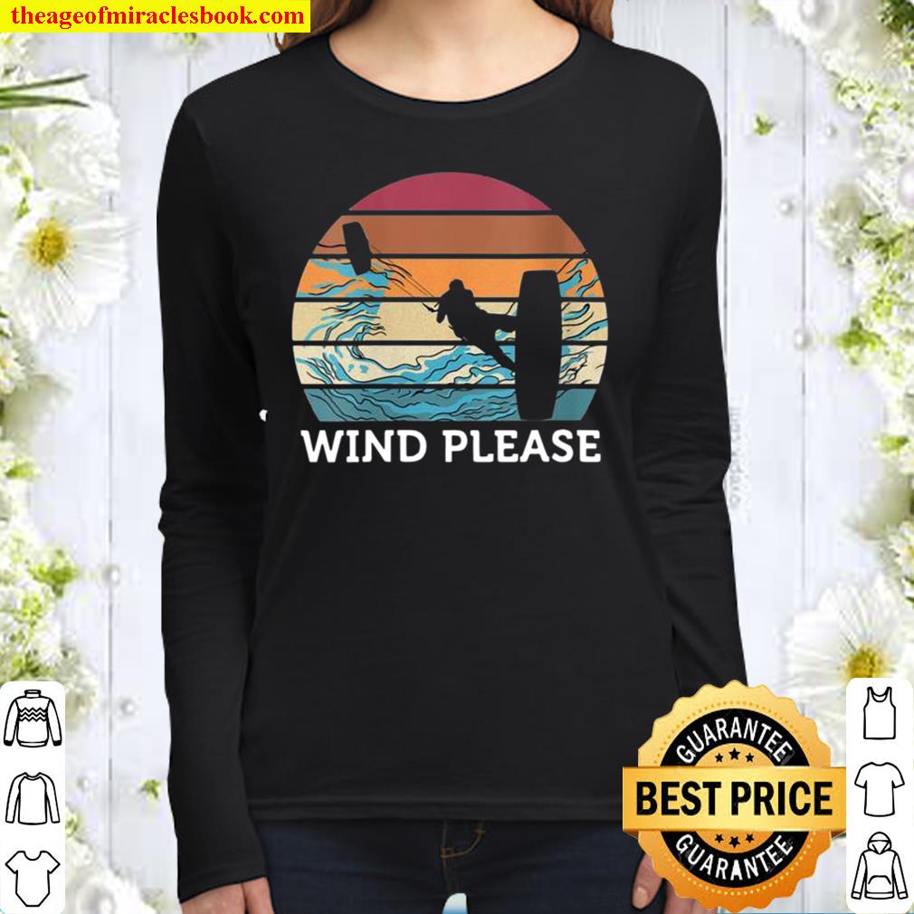 Wind Please Kitesurfing Retro Sunset Surfboard Women Long Sleeved