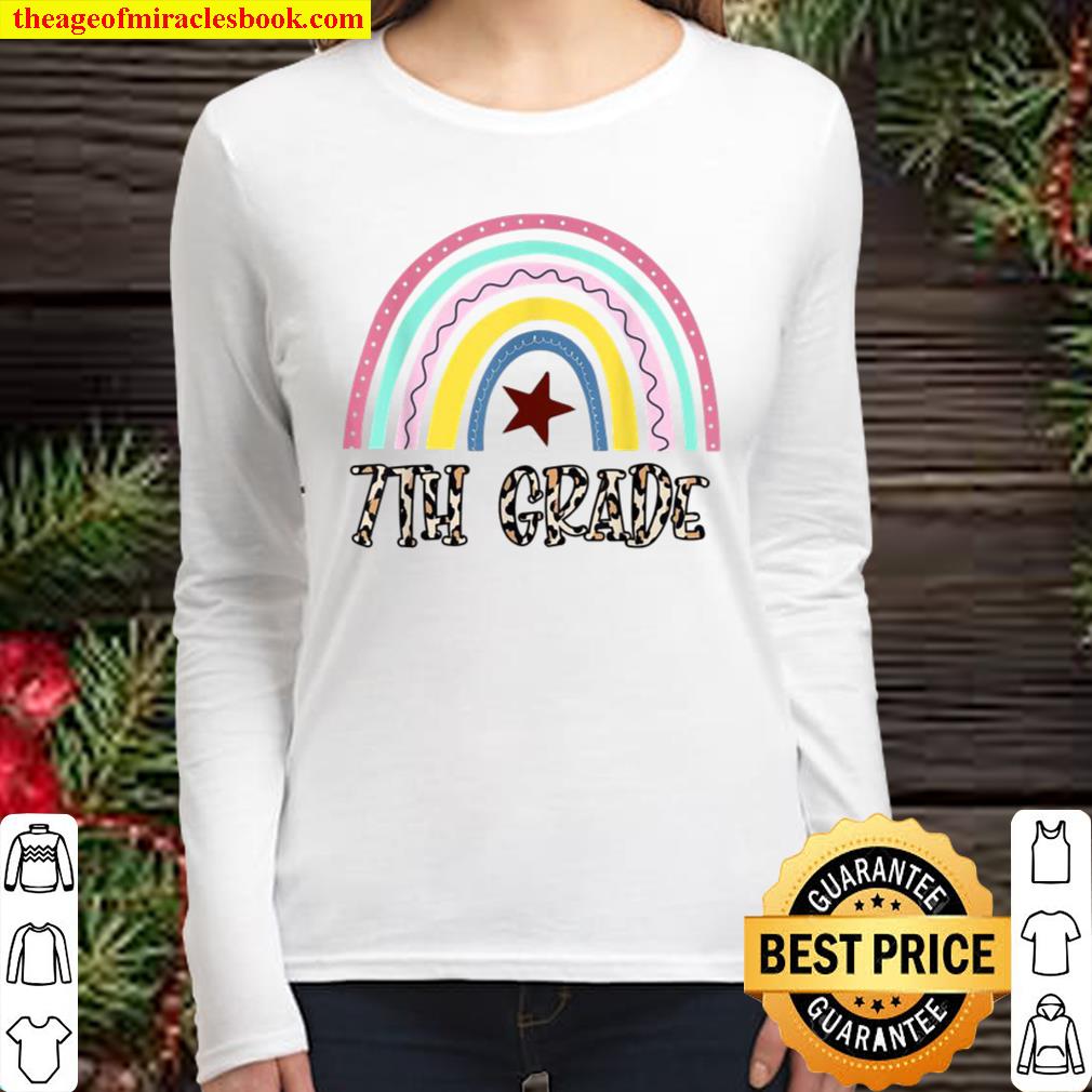 7th Grade Teacher Leopard Rainbow Women Long Sleeved