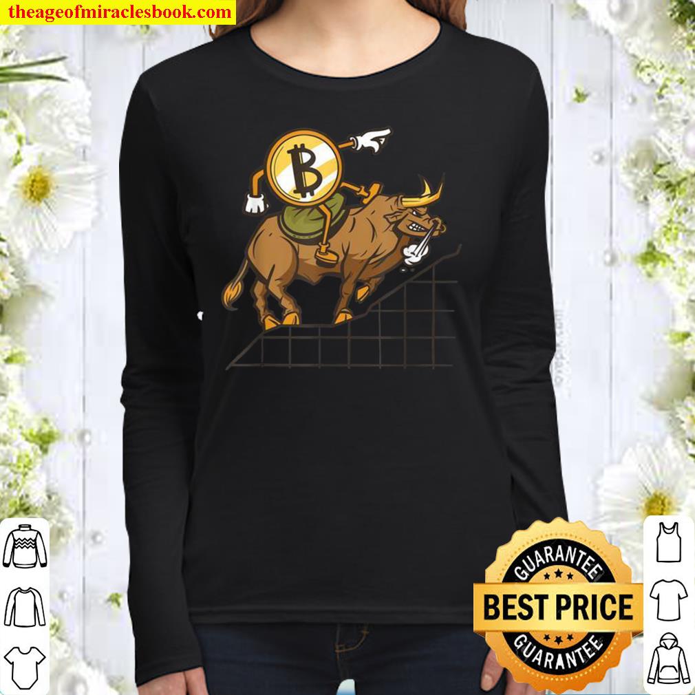 Bitcoin Bull Run Crypto Currency Blockchain Tech Women Long Sleeved