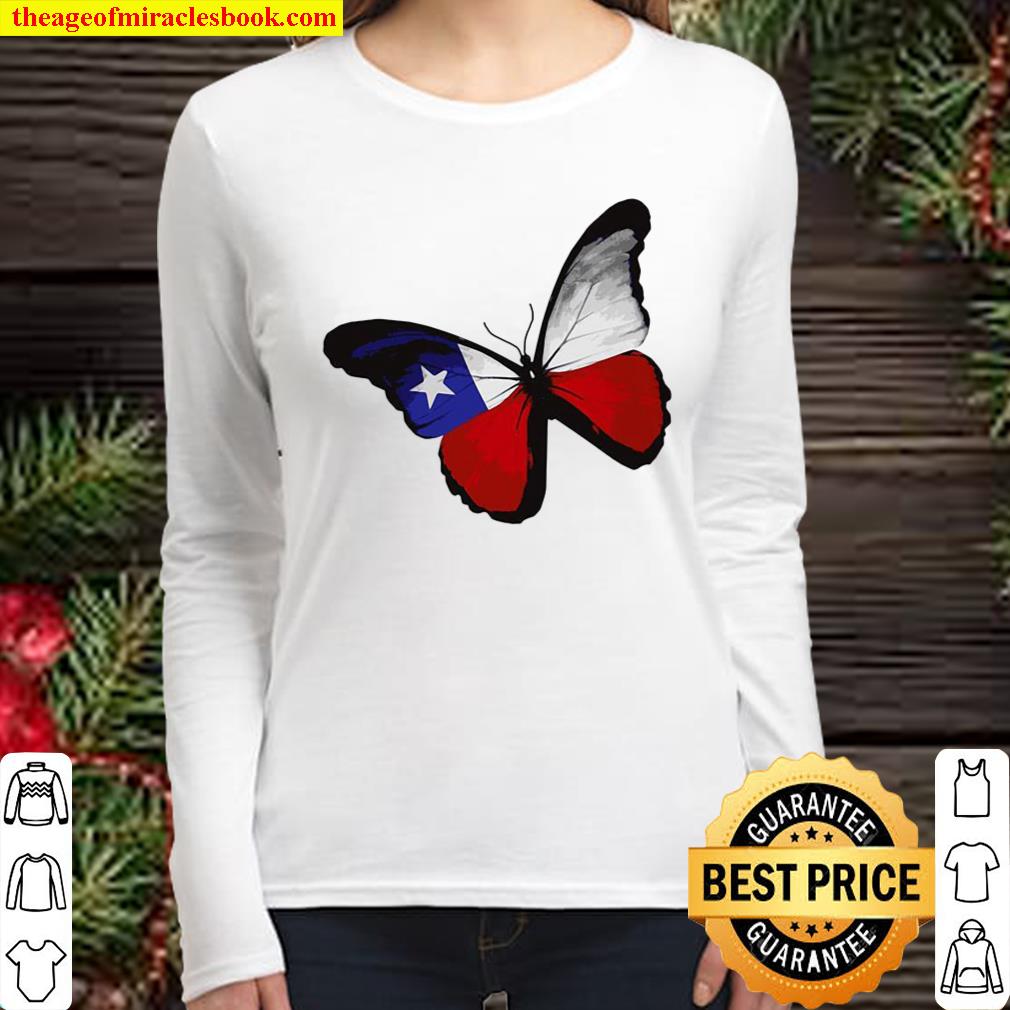 Butterfly American Flag Women Long Sleeved