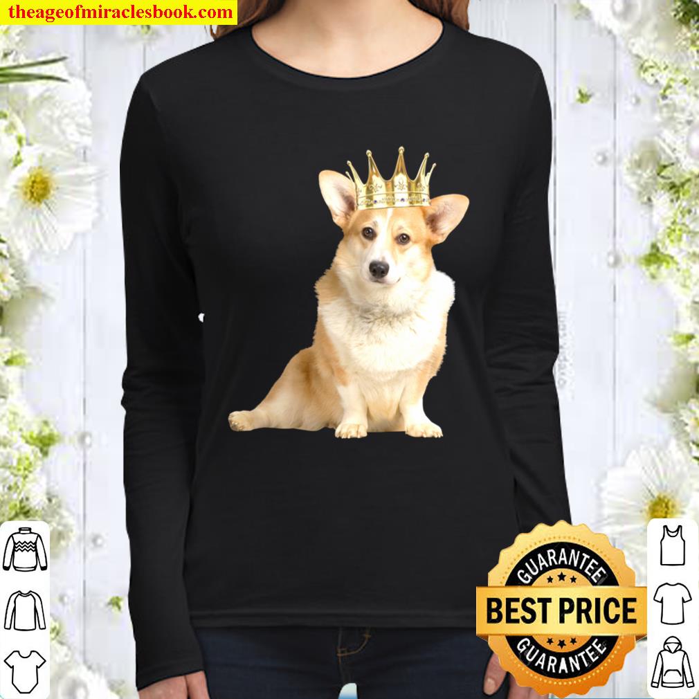 Corgi Wearing Crown Photo Design Women Long Sleeved