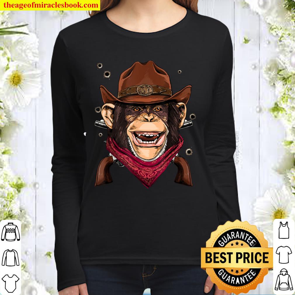 Cowboy Monkey Western Rodeo Cowboy Hat and Bandana Women Long Sleeved
