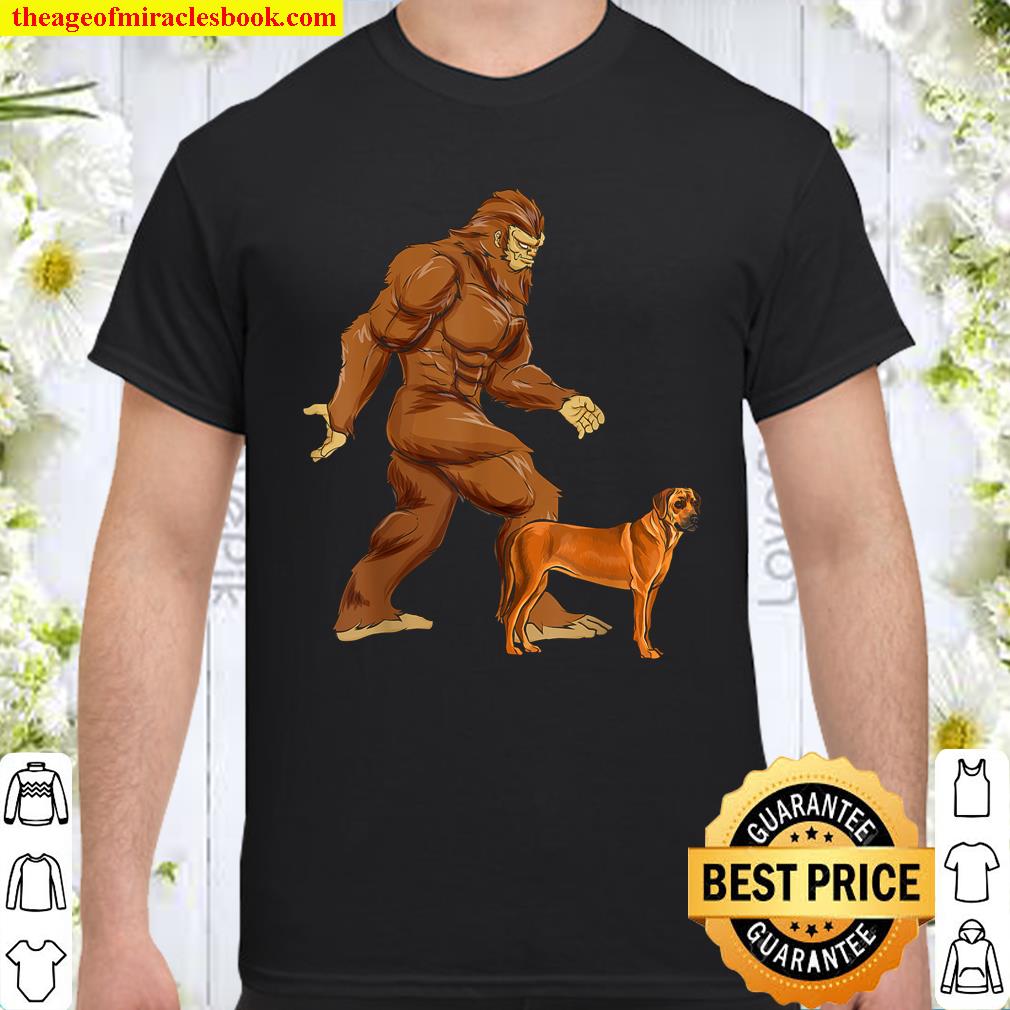 Funny Bigfoot Walking Rhodesian Ridgeback Sasquatch Dog shirt, hoodie, tank top, sweater