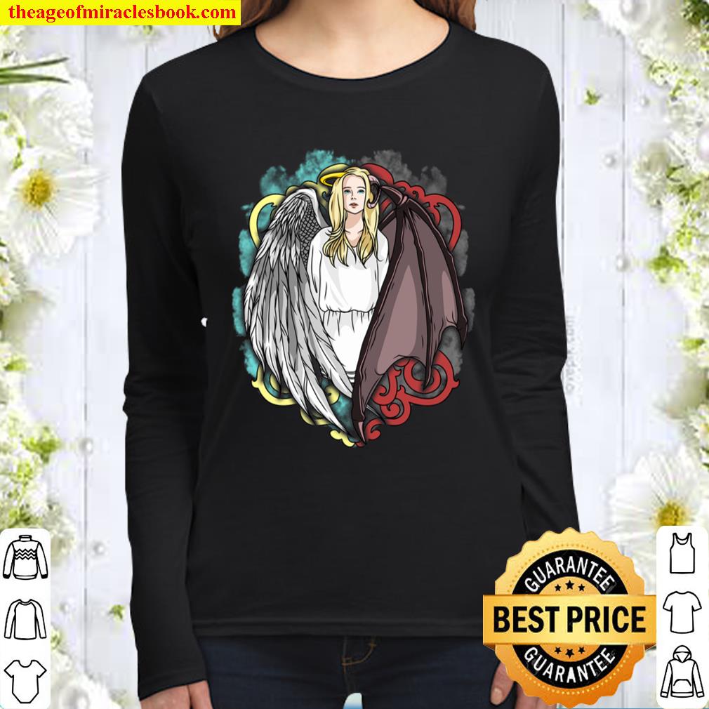 Half Angel Half Devil Only Half Evil Goth Women Long Sleeved