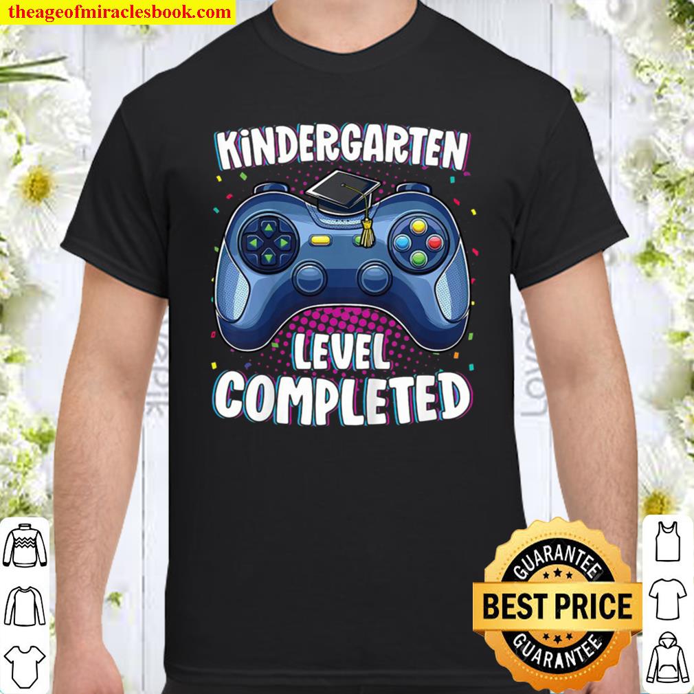 Kids Kindergarten Graduation Level Completed Gamer Graduation hot Shirt, Hoodie, Long Sleeved, SweatShirt