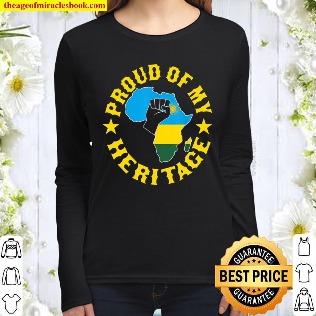 Proud Of My Heritage Love Rwanda Flag In Africa Map Women Long Sleeved