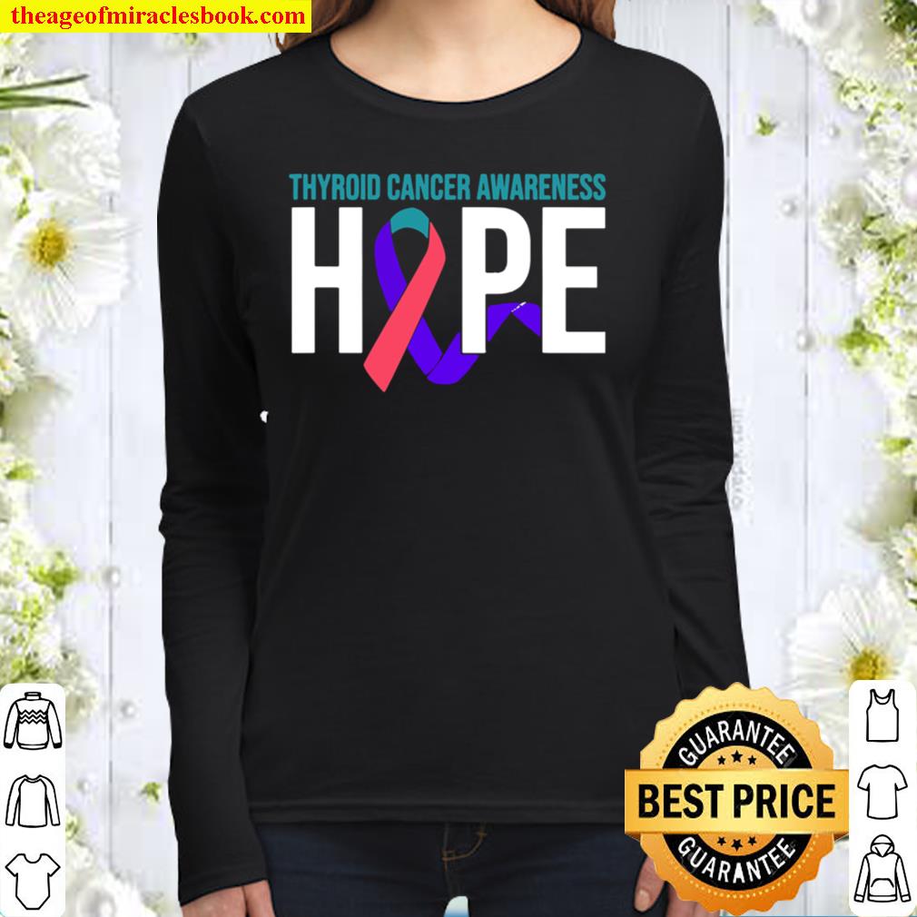 Thyroid Cancer Awareness Hope Ribbon Women Long Sleeved