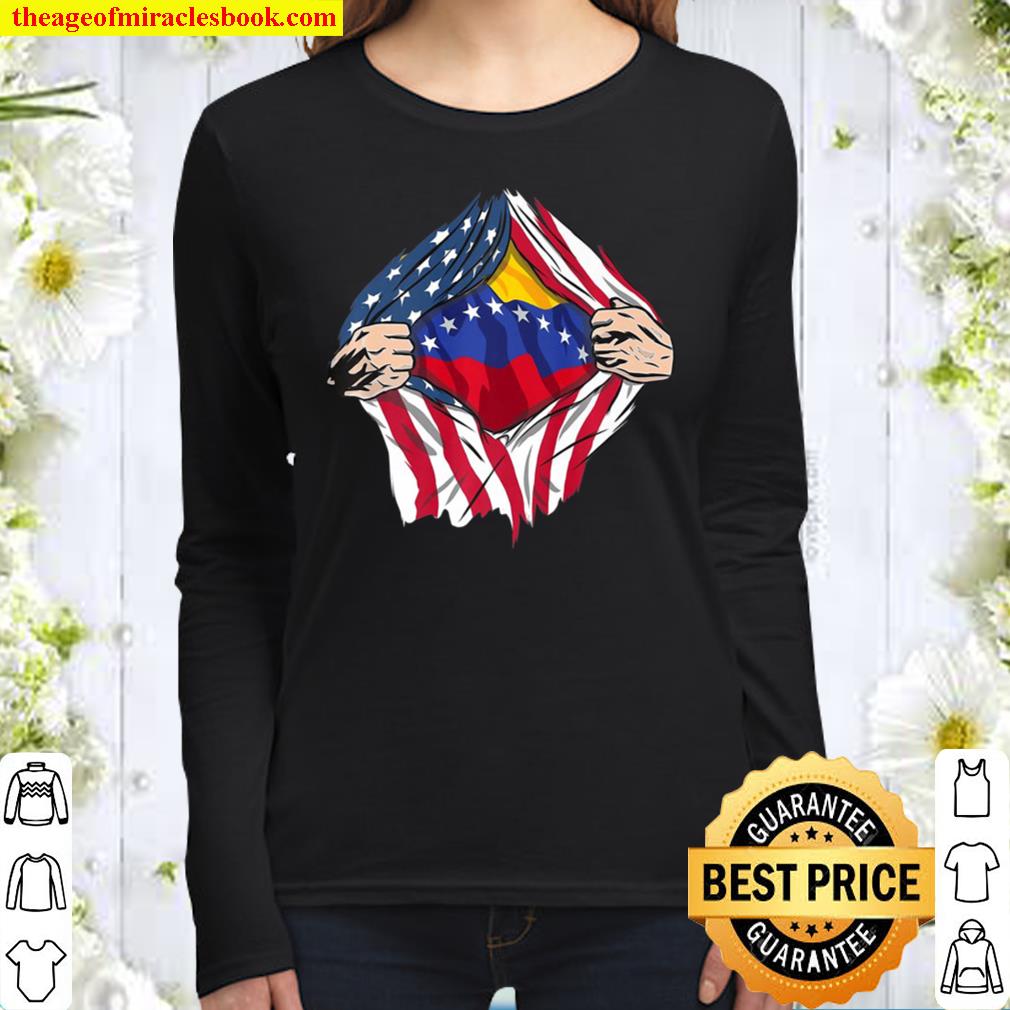 Venezuela American Flag Women Long Sleeved