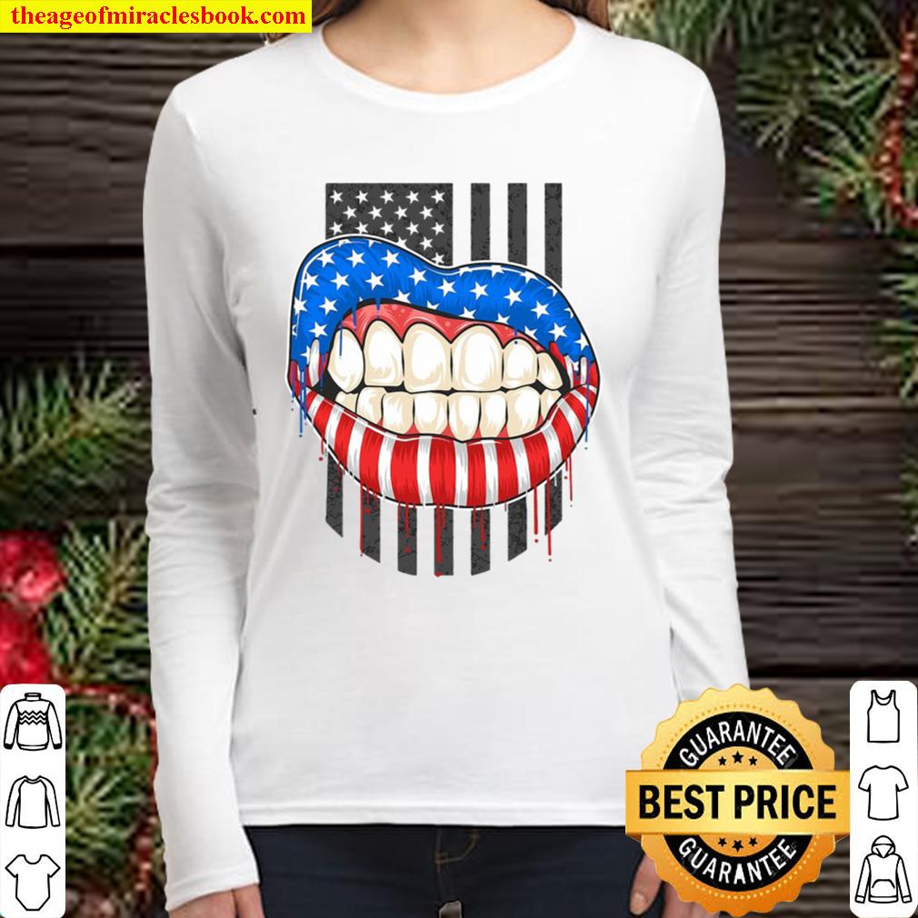 Veterans – America Lips Flag Women Long Sleeved