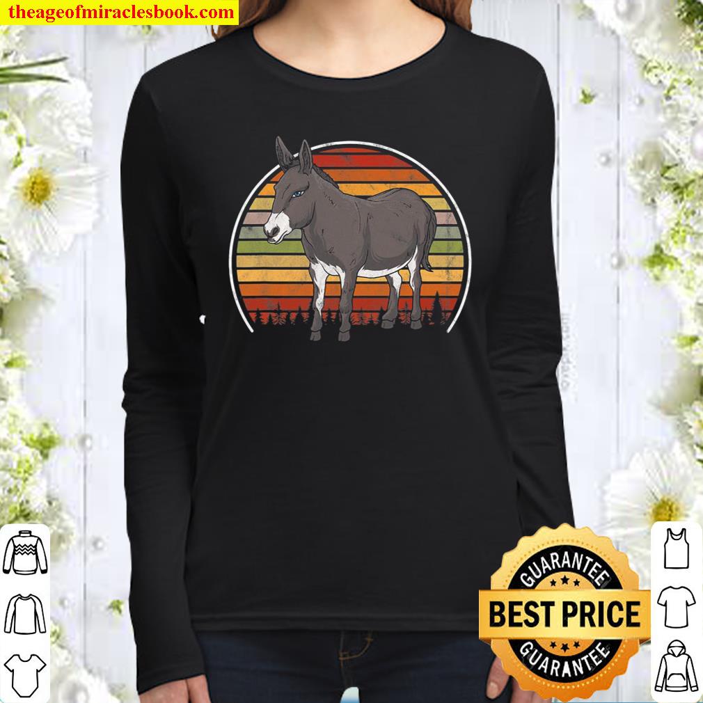 Vintage Donkey Retro Animal Women Long Sleeved